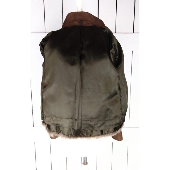 Vintage brown suede leather faux fur zipper jacket Because its by Gino Rossi sue - Picture 8 of 8